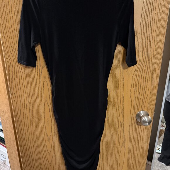 ALICE + OLIVIA AIR Ruched Half Sleeve Little Black Dress - Picture 7 of 9